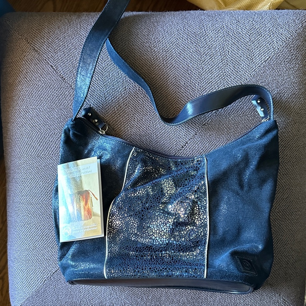 MY Leather Elegant Black and Silver Women's Bag, NWT